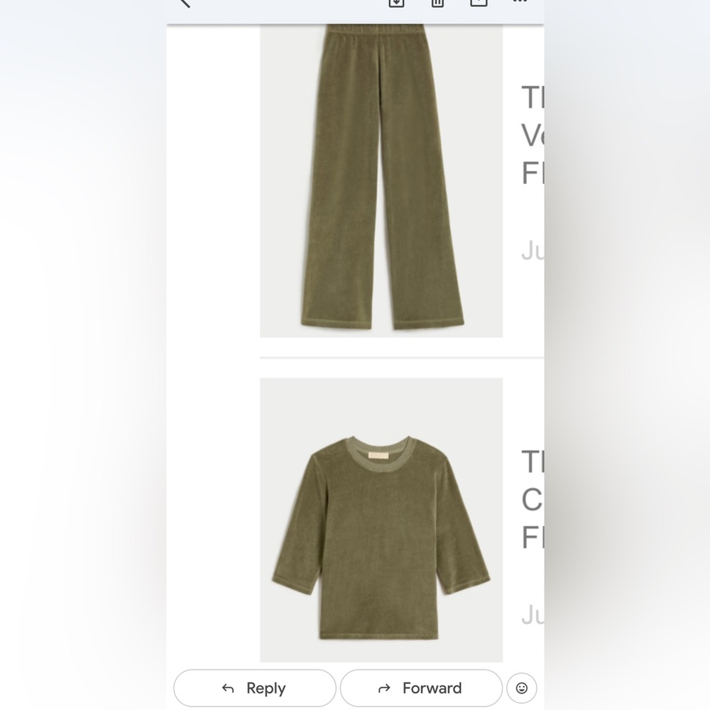 Suzie Kondi Juniper (olive green) Velour Top & Bottom Set!